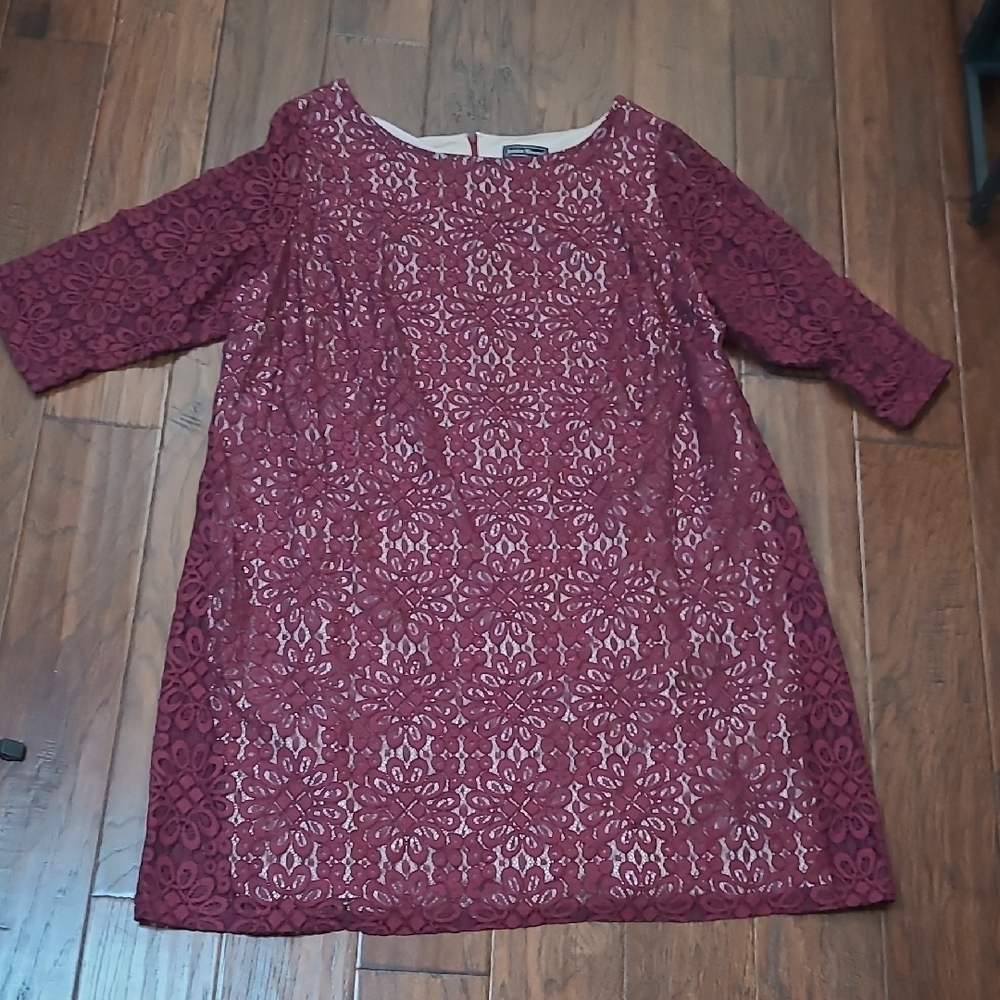Jessica Howard Burgundy Wine Lace Overlay Dress Size 24W
